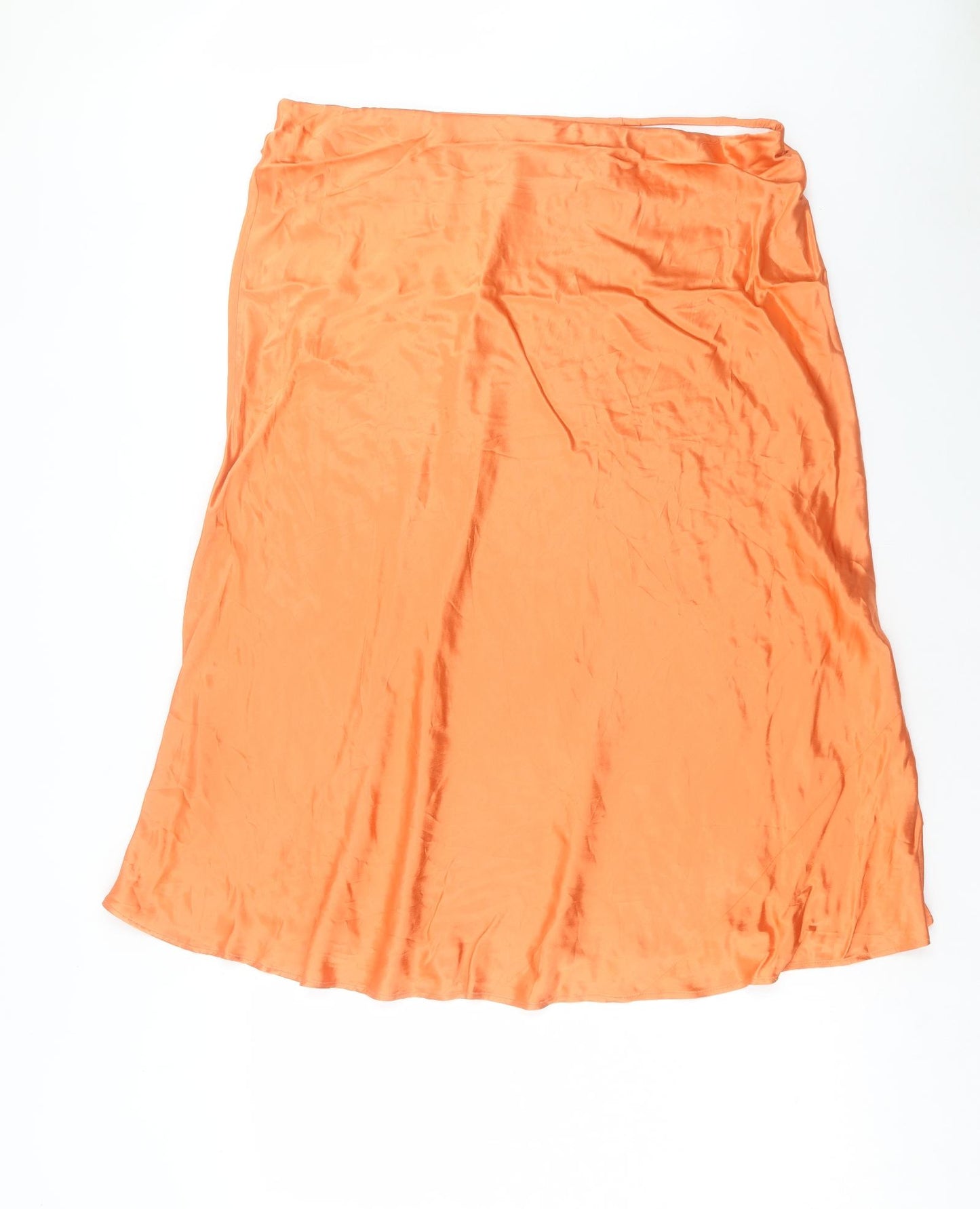 Marks and Spencer Womens Orange Polyester Flare Skirt Size 20