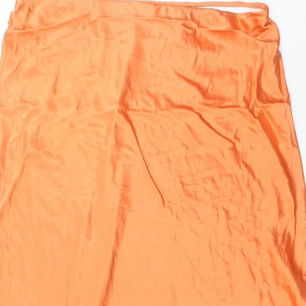 Marks and Spencer Womens Orange Polyester Flare Skirt Size 20