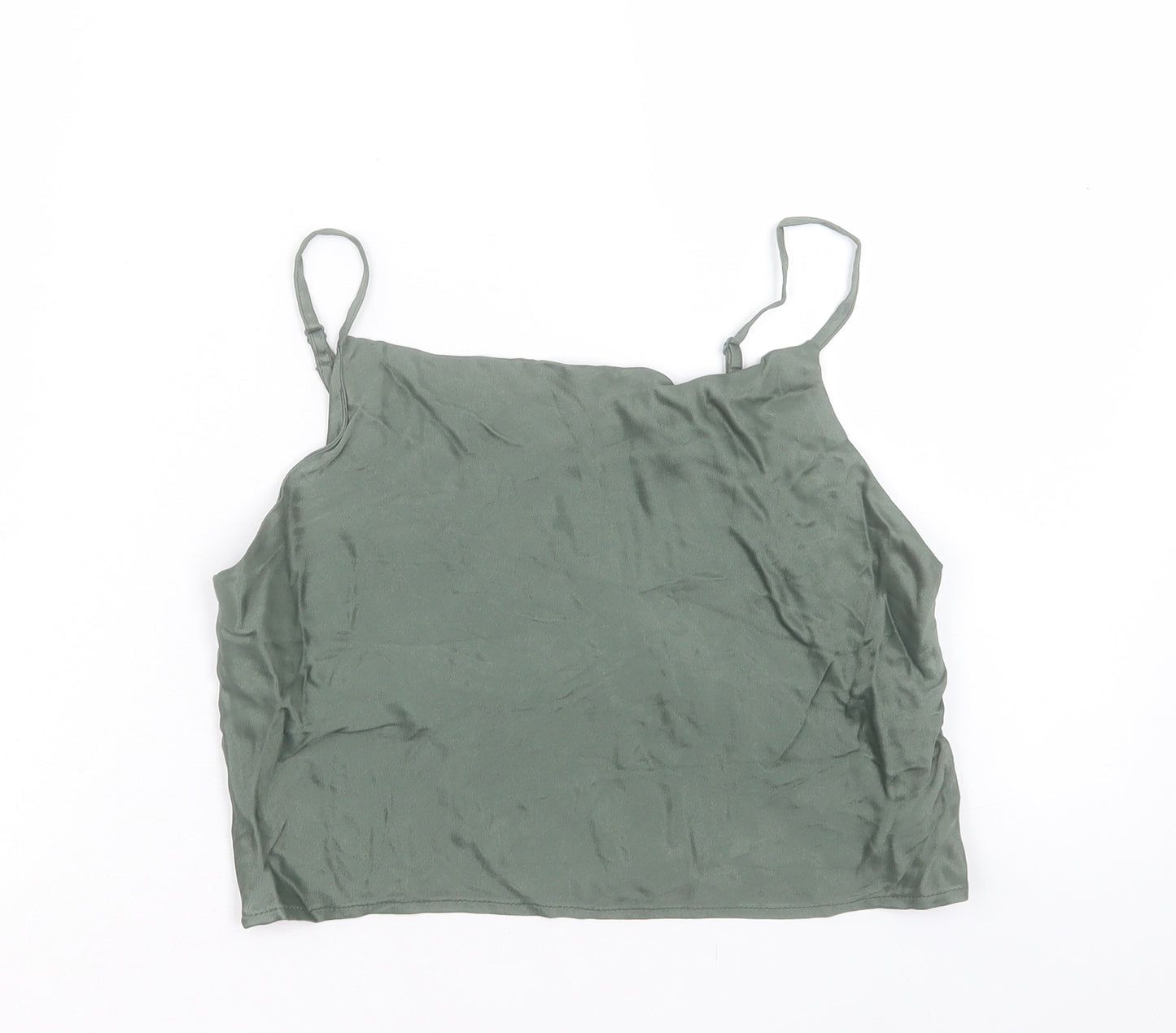 Zara Womens Green Viscose Camisole Tank Size S Square Neck
