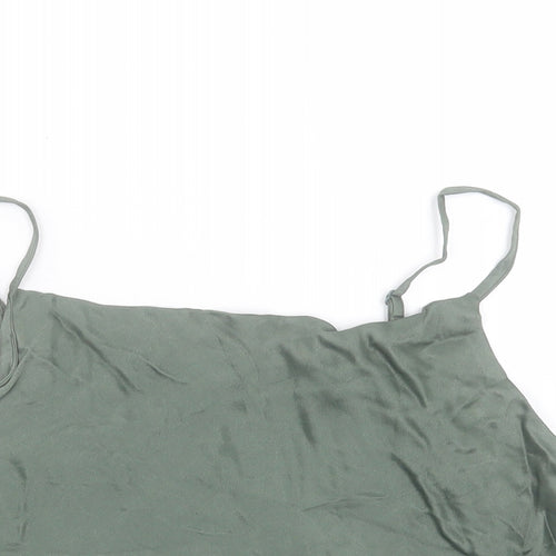 Zara Womens Green Viscose Camisole Tank Size S Square Neck