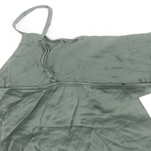 Zara Womens Green Viscose Camisole Tank Size S Square Neck