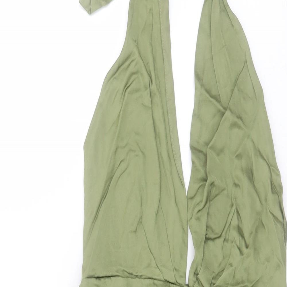 Zara Womens Green Viscose Mini Size XS Halter Zip