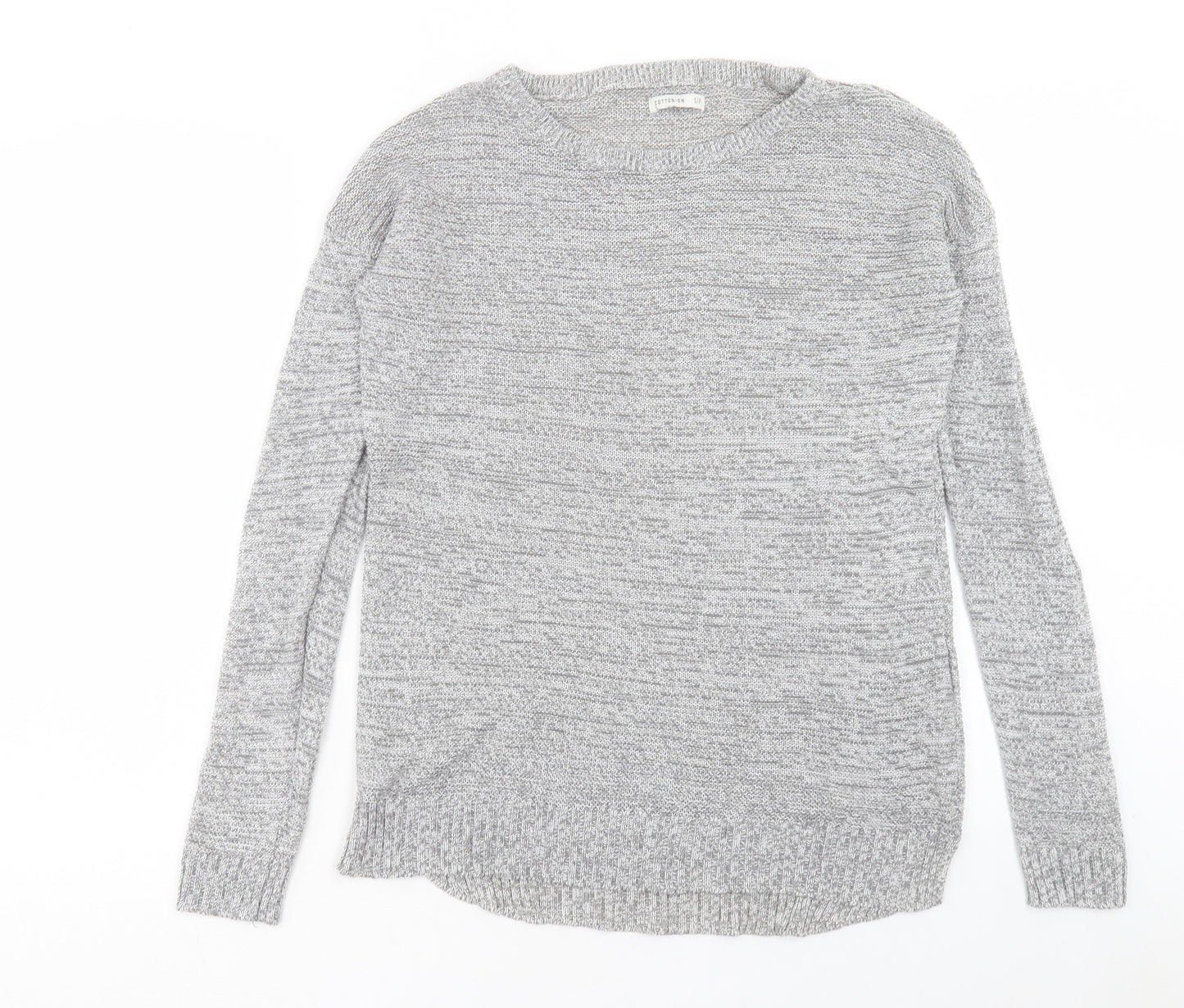 Cotton On Womens Grey Round Neck Cotton Pullover Jumper Size S
