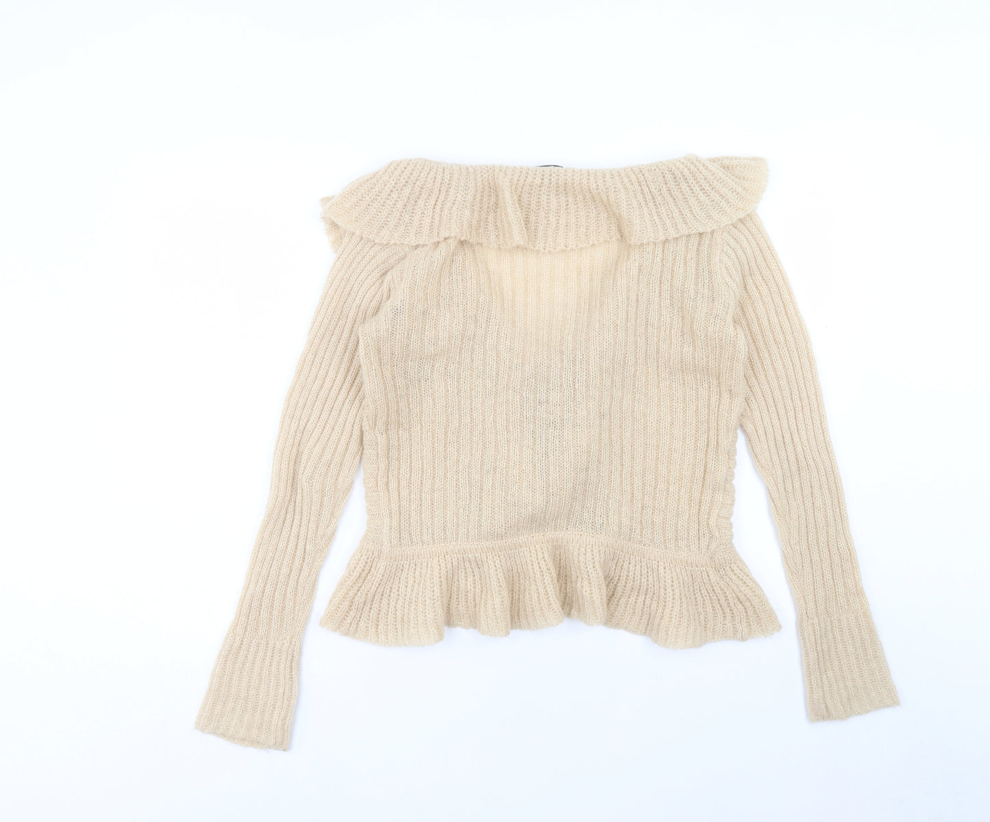 H&M Womens Gold V-Neck Acrylic Cardigan Jumper Size S