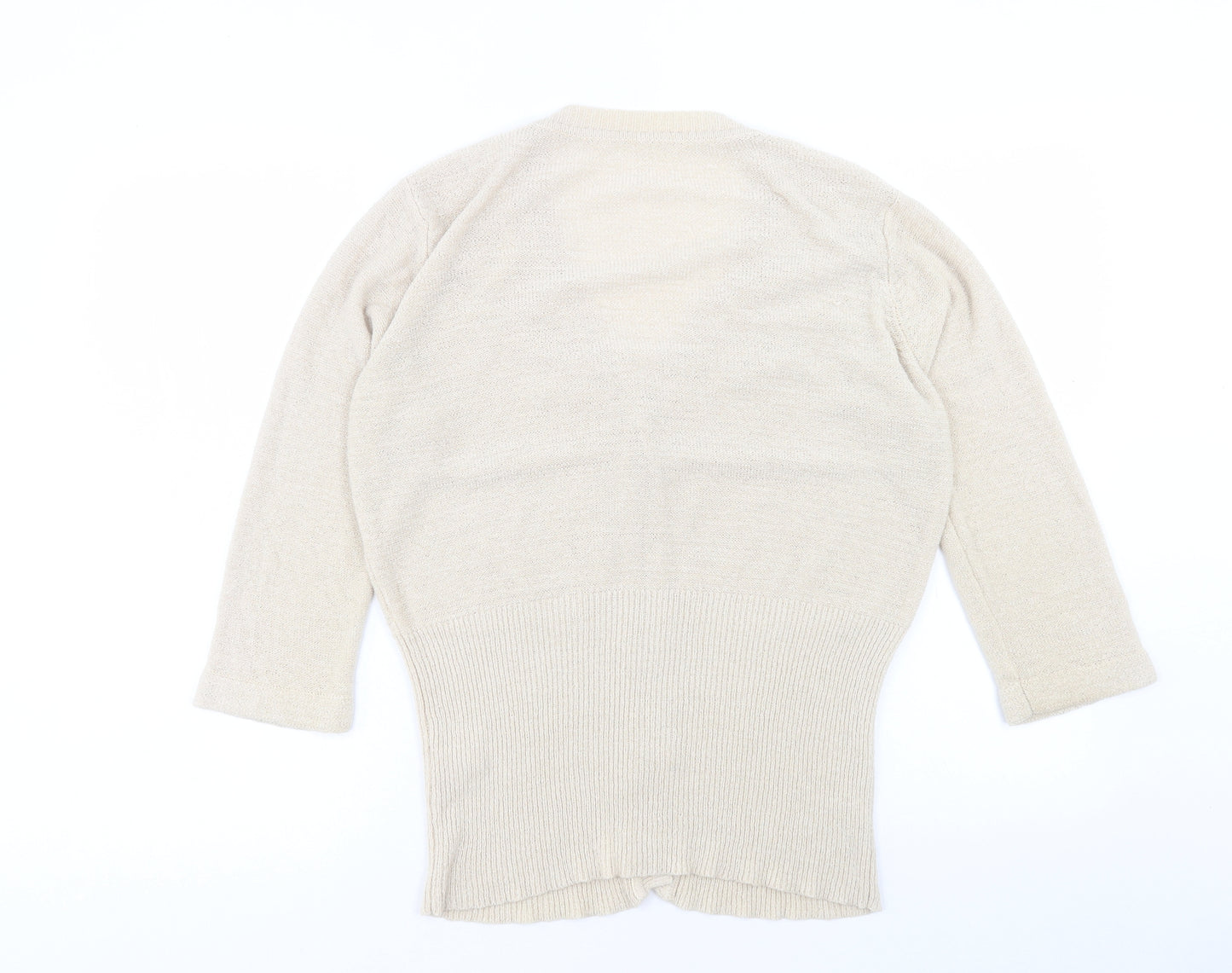 Bonmarché Womens Beige V-Neck Acrylic Cardigan Jumper Size M