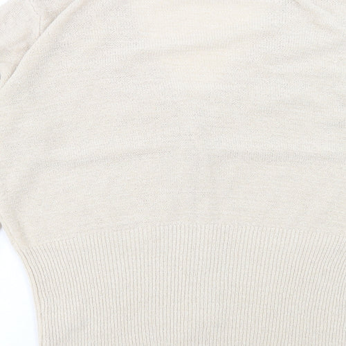 Bonmarché Womens Beige V-Neck Acrylic Cardigan Jumper Size M