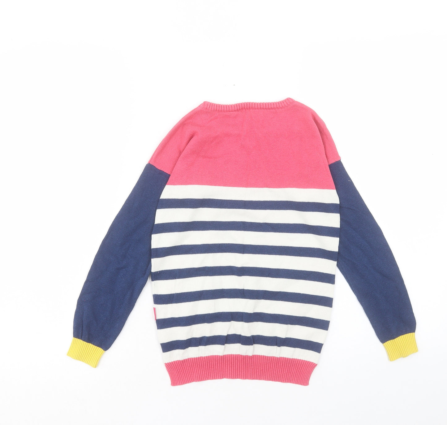 Nutmeg Girls Multicoloured Round Neck Striped Cotton Pullover Jumper Size 9-10 Years Pullover