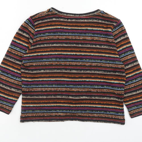 Per Una Womens Multicoloured V-Neck Striped Acrylic Cardigan Jumper Size 14