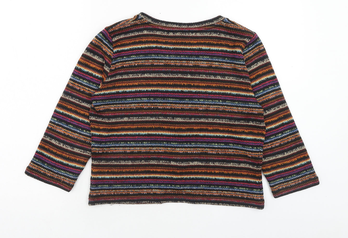 Per Una Womens Multicoloured V-Neck Striped Acrylic Cardigan Jumper Size 14