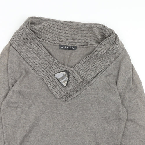Alex & CO Womens Green V-Neck Cotton Pullover Jumper Size 10