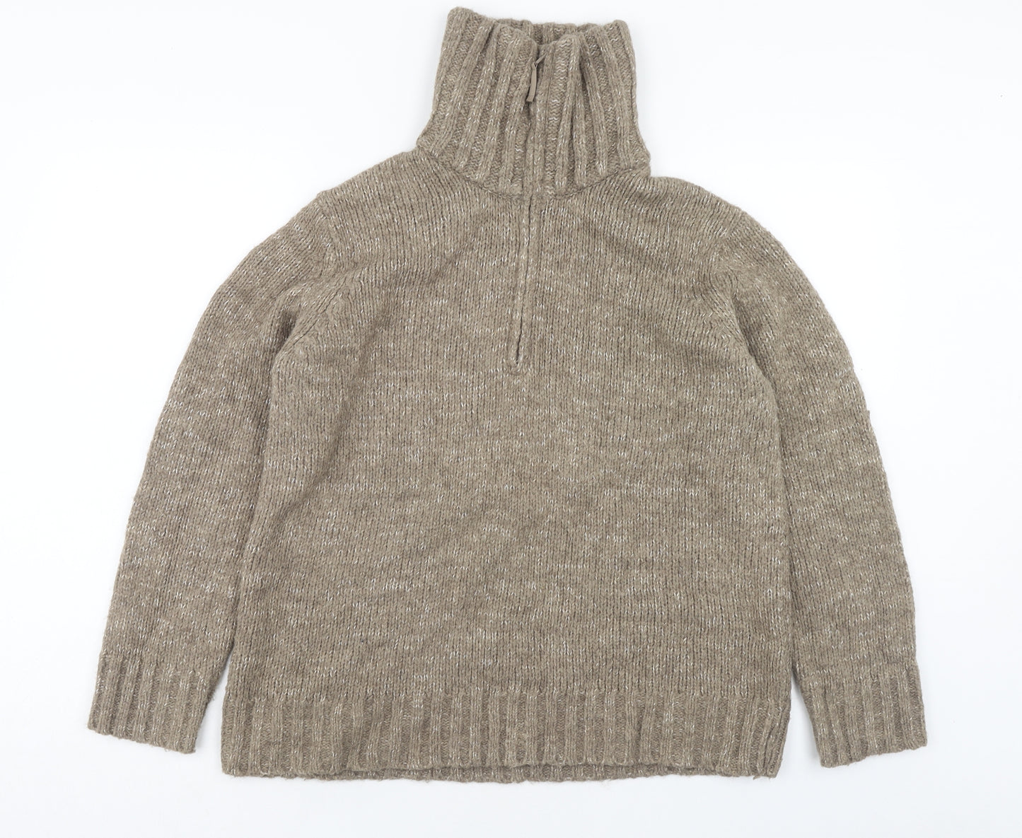 Marks and Spencer Womens Brown High Neck Wool Pullover Jumper Size 16