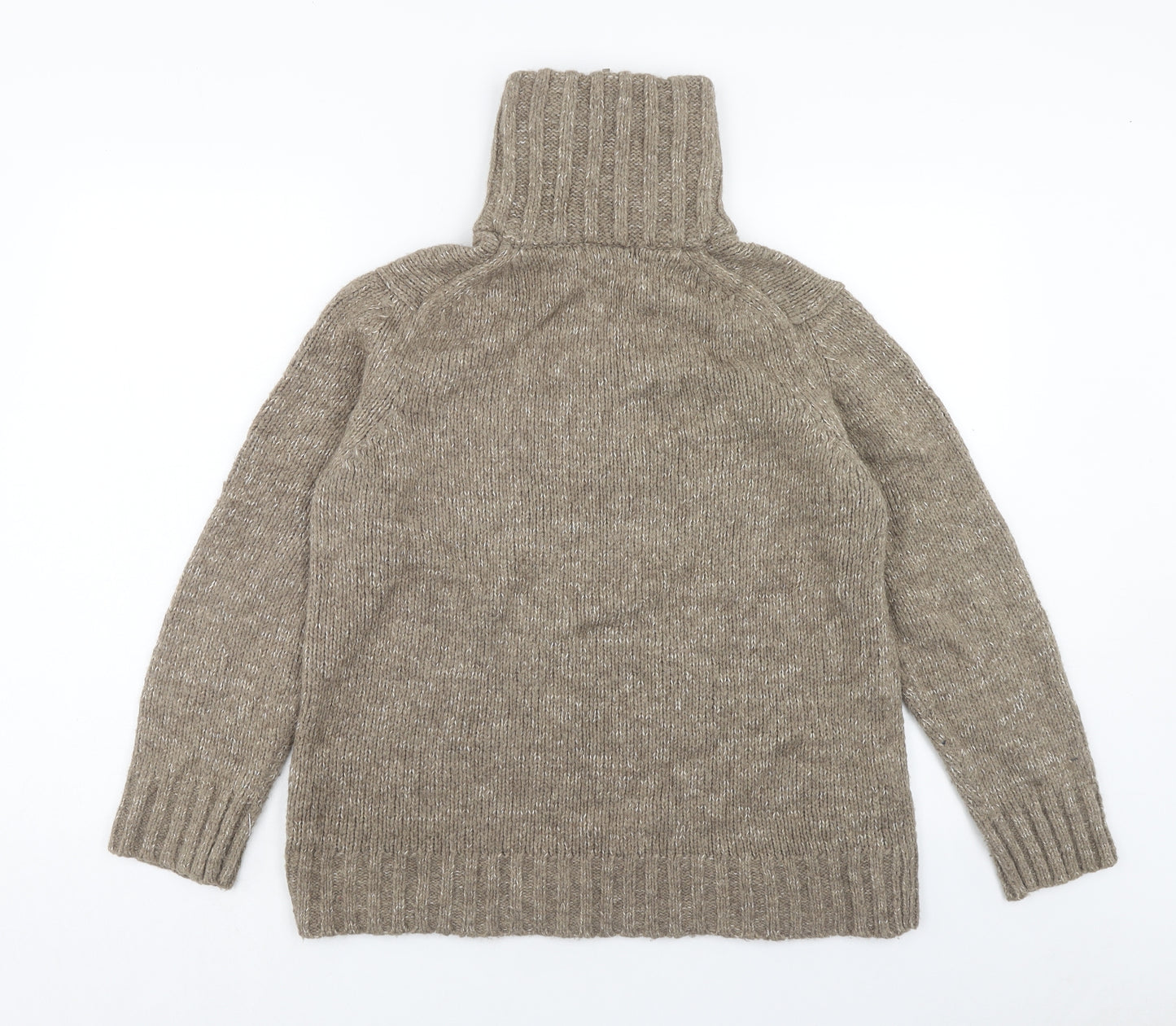 Marks and Spencer Womens Brown High Neck Wool Pullover Jumper Size 16