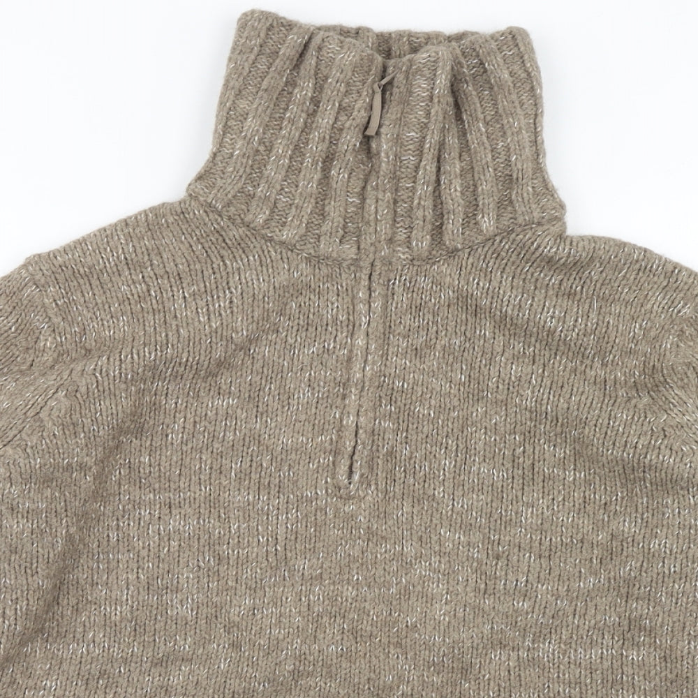 Marks and Spencer Womens Brown High Neck Wool Pullover Jumper Size 16