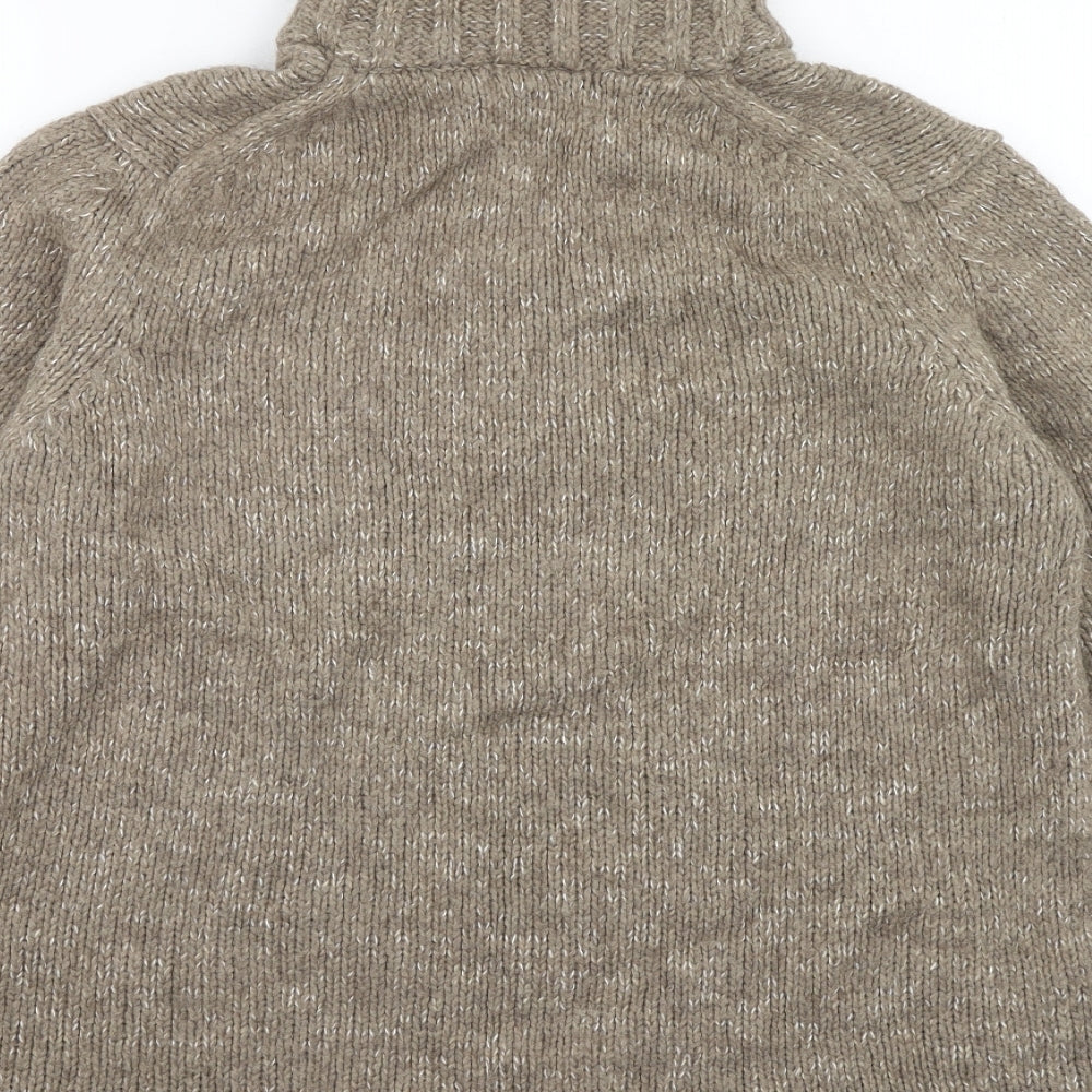 Marks and Spencer Womens Brown High Neck Wool Pullover Jumper Size 16