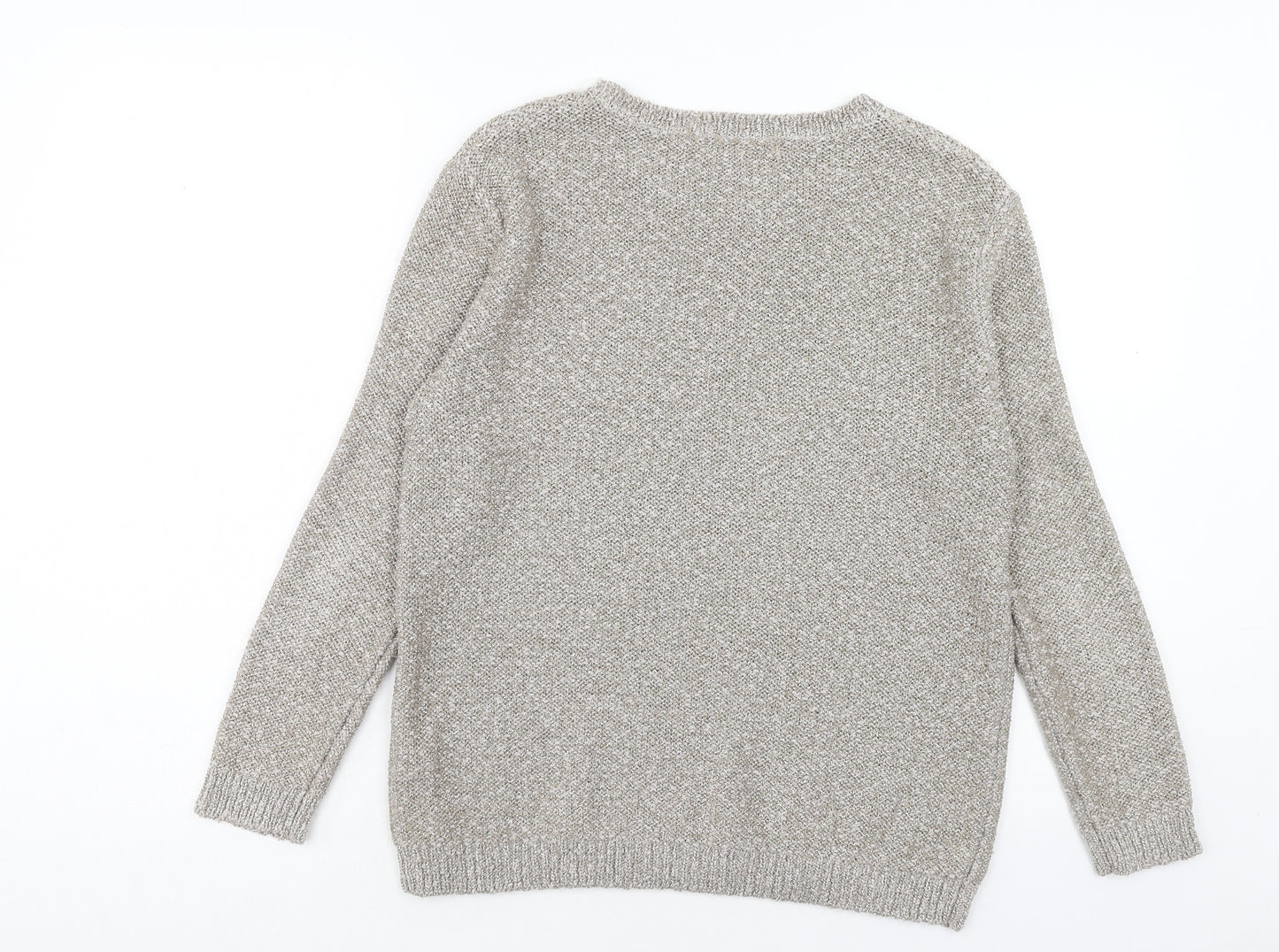 Marks and Spencer Womens Grey Round Neck Cotton Pullover Jumper Size 14