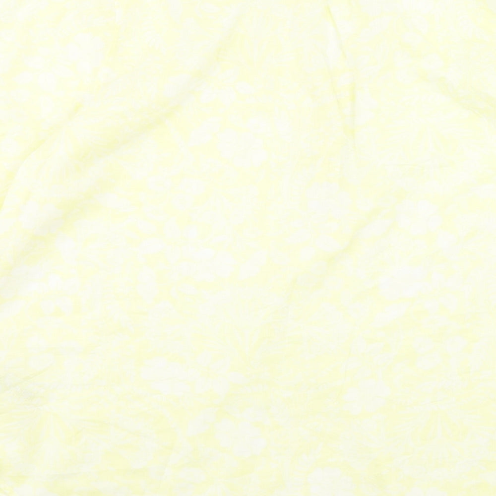 NEXT Womens Yellow Geometric Cotton Basic Blouse Size 18 V-Neck