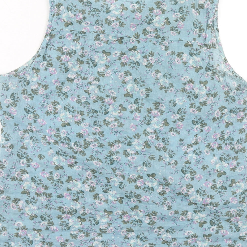 F&F Womens Blue Floral Cotton Basic T-Shirt Size 10 Round Neck