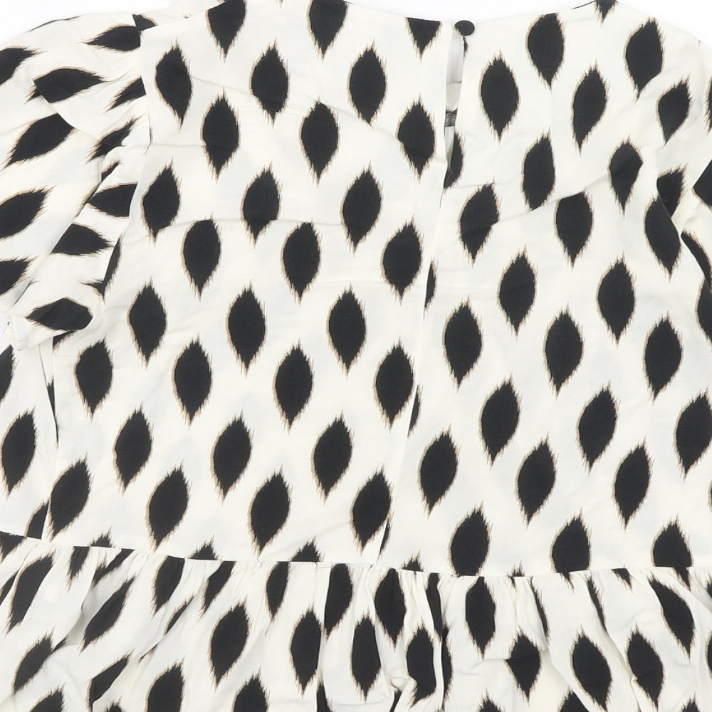 Warehouse Womens Multicoloured Geometric Viscose Basic Blouse Size 8 Round Neck