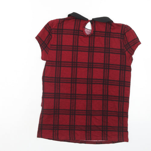 Atmosphere Womens Red Geometric Viscose Basic T-Shirt Size 6 Round Neck - Collar detail