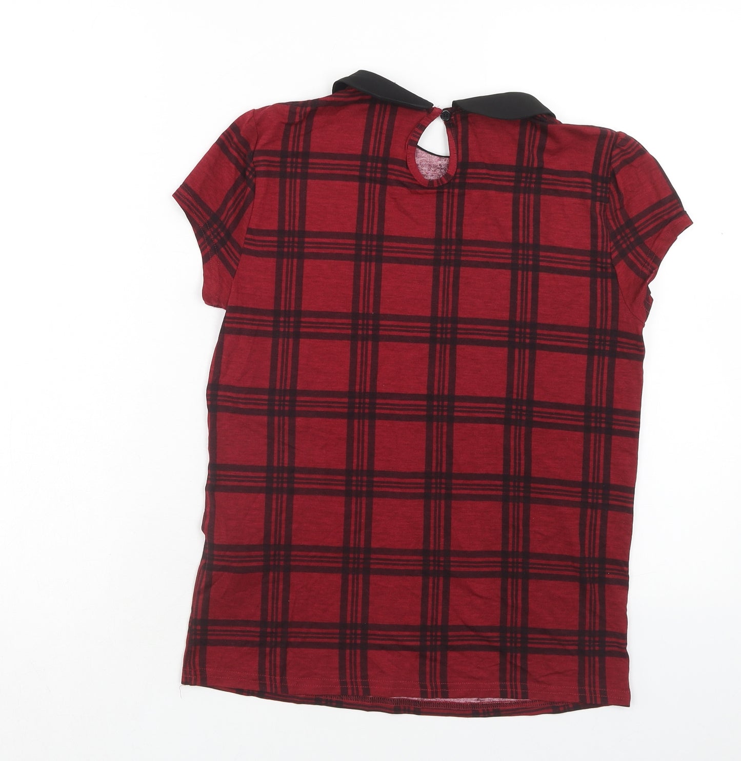 Atmosphere Womens Red Geometric Viscose Basic T-Shirt Size 6 Round Neck - Collar detail