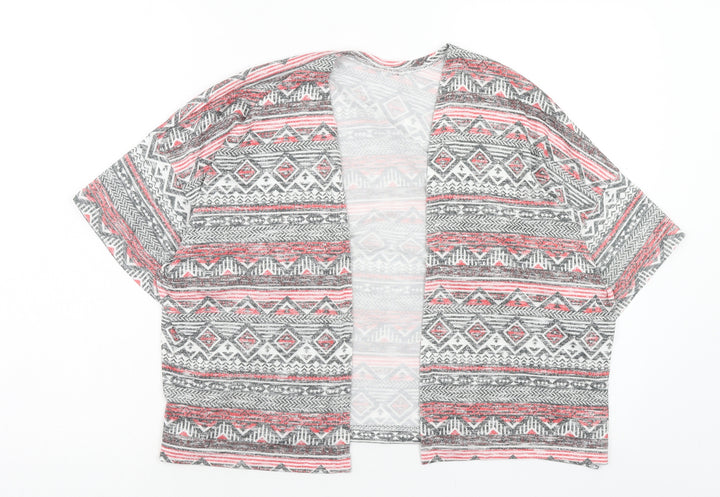 New Look Girls Multicoloured V-Neck Geometric Polyester Shrug Jumper Size S Pullover