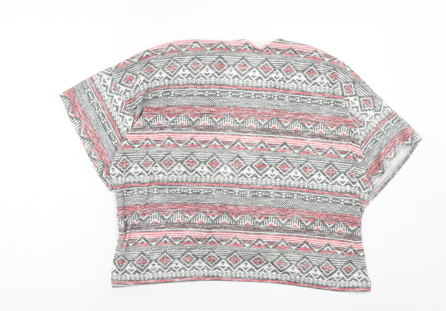 New Look Girls Multicoloured V-Neck Geometric Polyester Shrug Jumper Size S Pullover