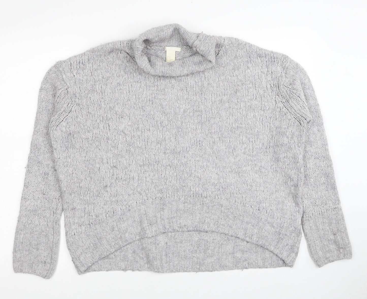 H&M Womens Grey Roll Neck Acrylic Pullover Jumper Size XS