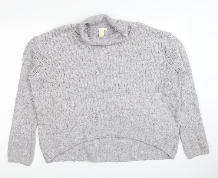 H&M Womens Grey Roll Neck Acrylic Pullover Jumper Size XS