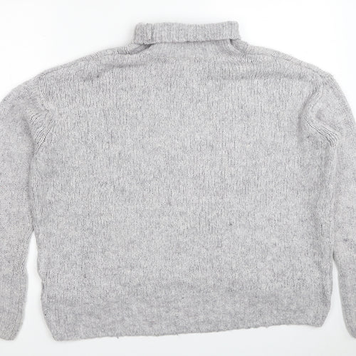 H&M Womens Grey Roll Neck Acrylic Pullover Jumper Size XS