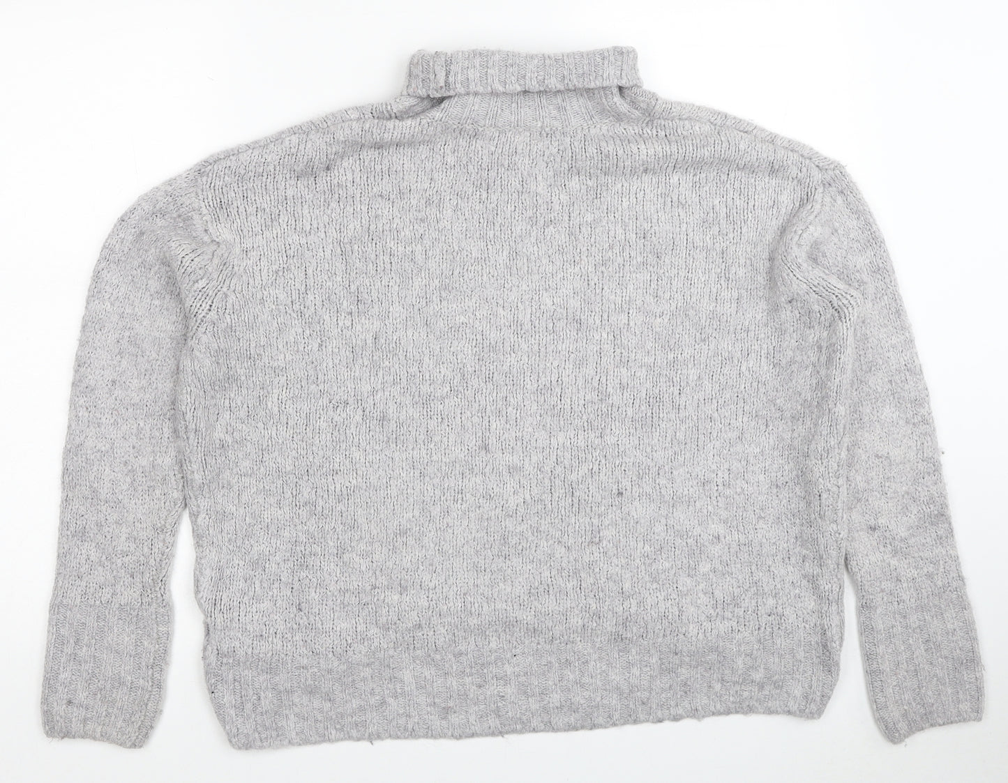 H&M Womens Grey Roll Neck Acrylic Pullover Jumper Size XS