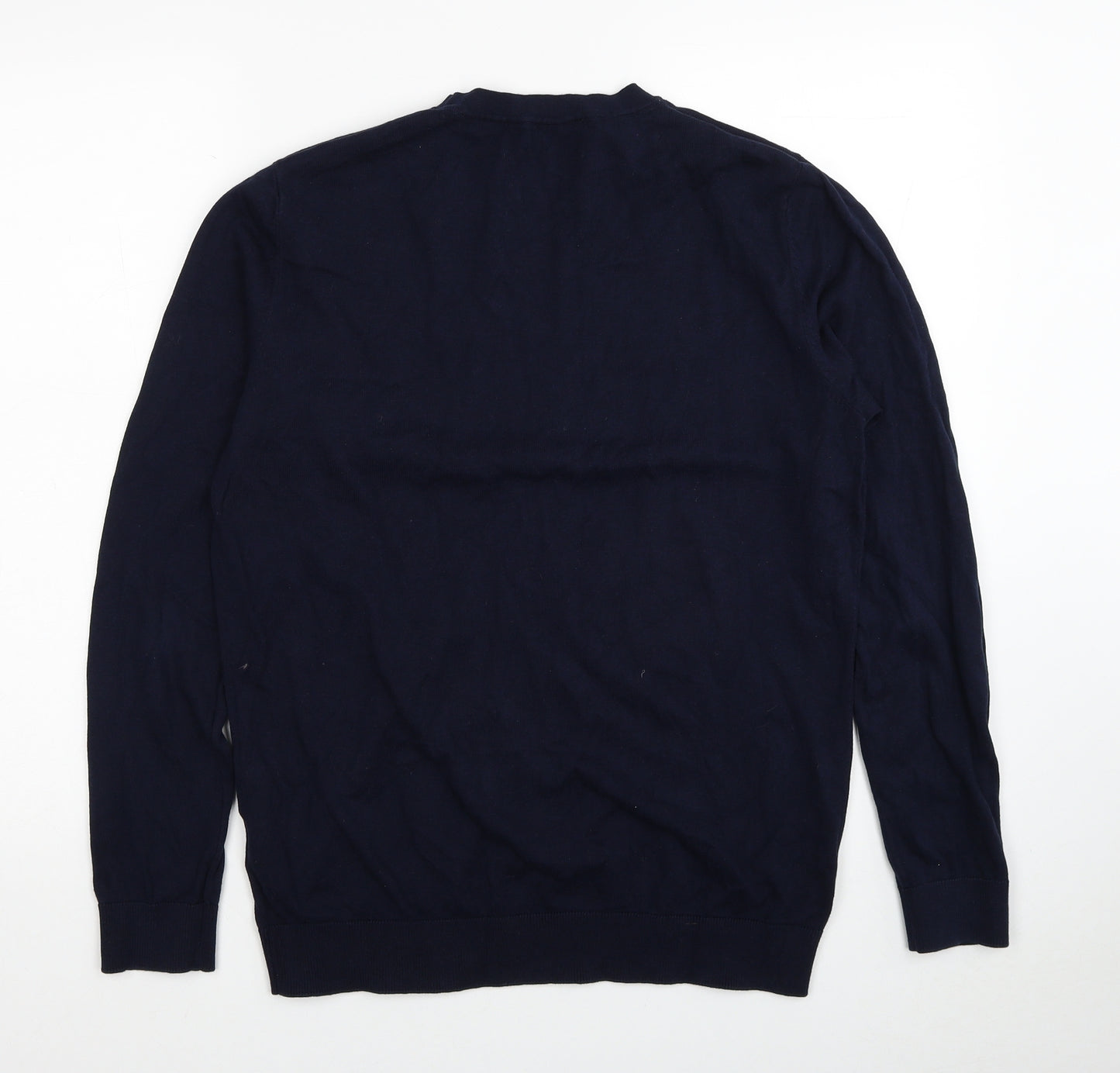 Selected Homme Mens Blue Round Neck Cotton Pullover Jumper Size M