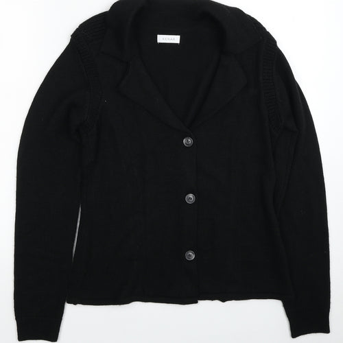 Kenar Womens Black V-Neck Wool Cardigan Jumper One Size