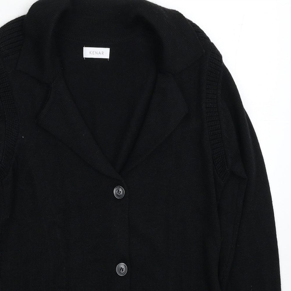 Kenar Womens Black V-Neck Wool Cardigan Jumper One Size