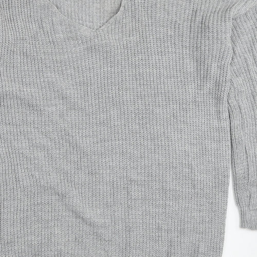 Boohoo Womens Grey Round Neck Acrylic Pullover Jumper Size S