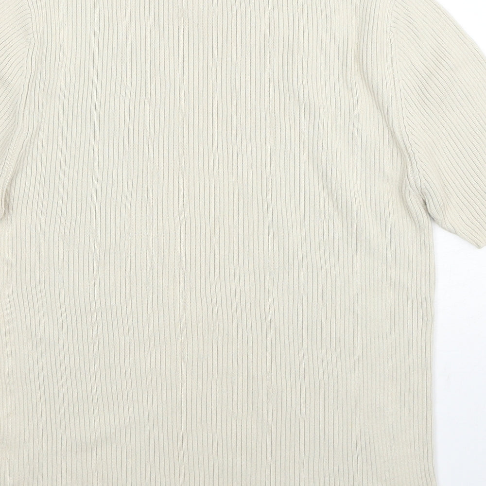 Fabrizo Womens Beige High Neck Cotton Pullover Jumper Size S