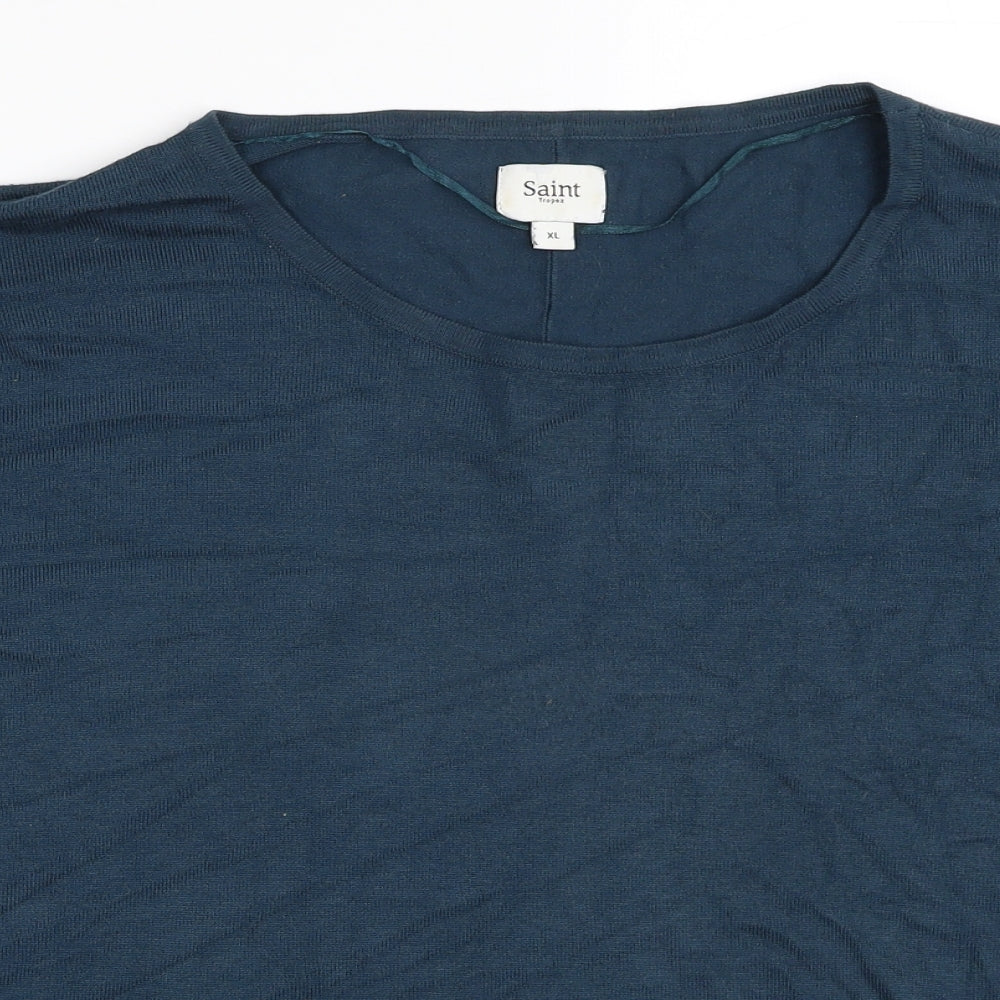 Saint Tropez Clothing Womens Blue Round Neck Viscose Pullover Jumper Size XL
