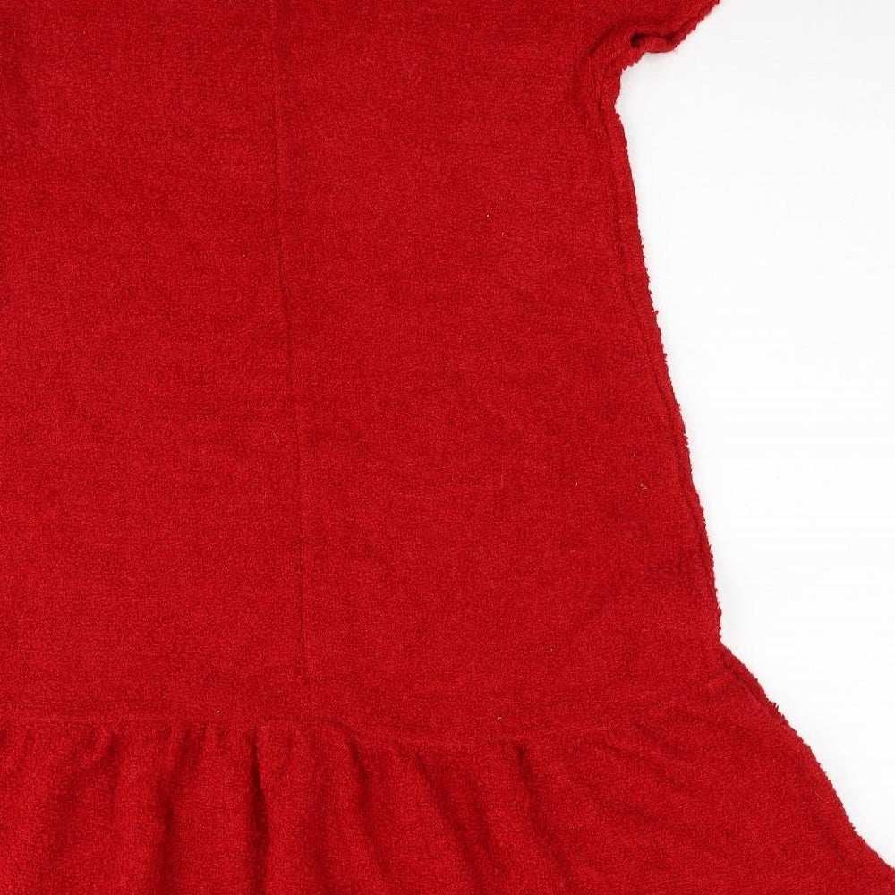 Zara Girls Red Acrylic A-Line Size 13-14 Years Round Neck Button