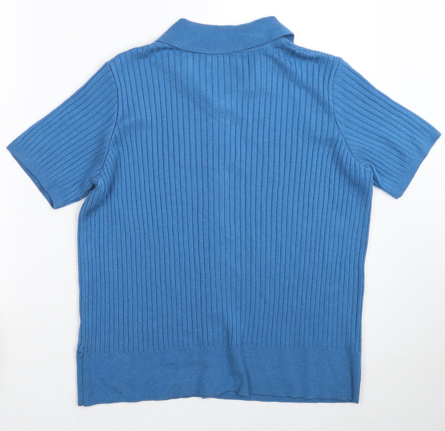 Marks and Spencer Womens Blue Round Neck Acrylic Cardigan Jumper Size L - Collar