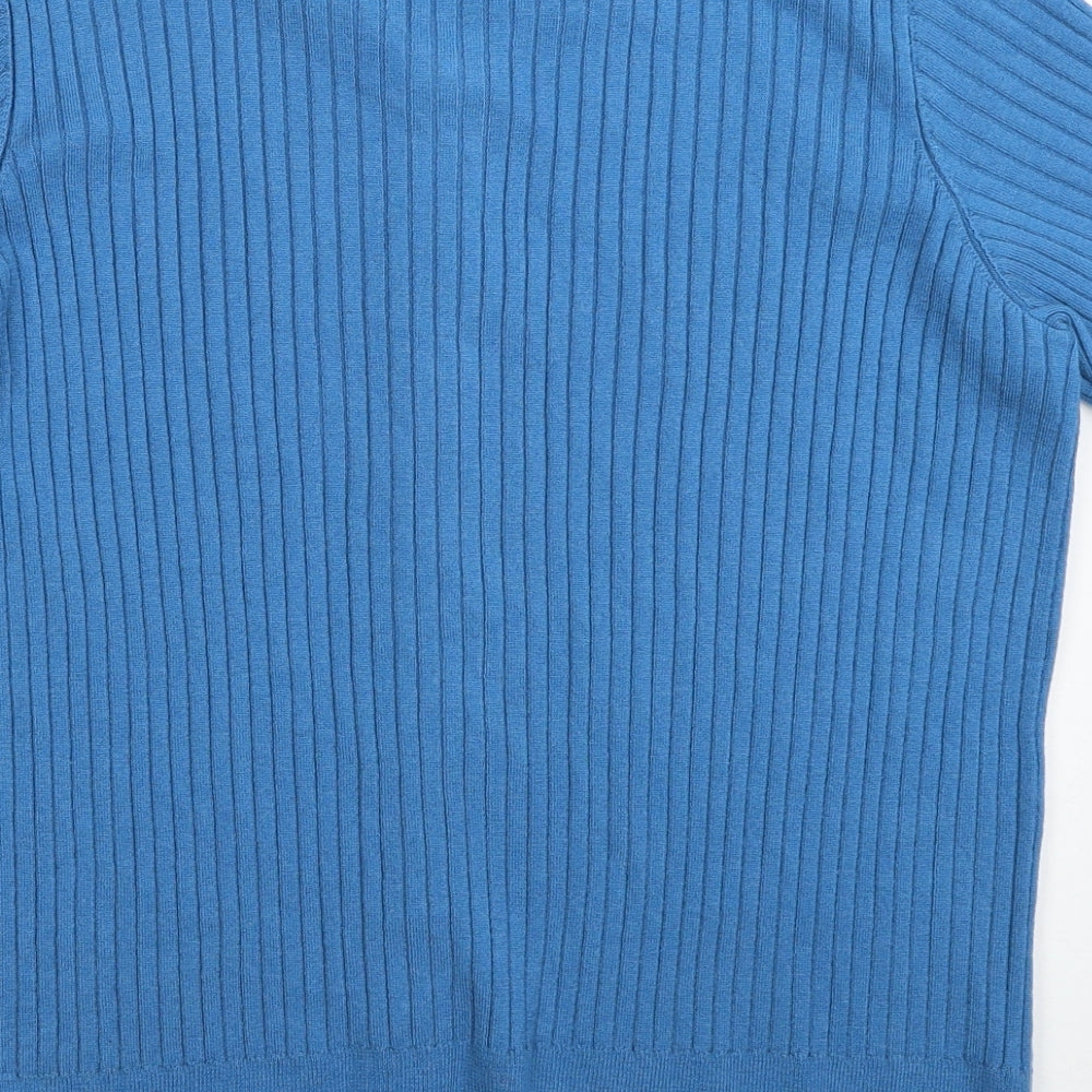 Marks and Spencer Womens Blue Round Neck Acrylic Cardigan Jumper Size L - Collar