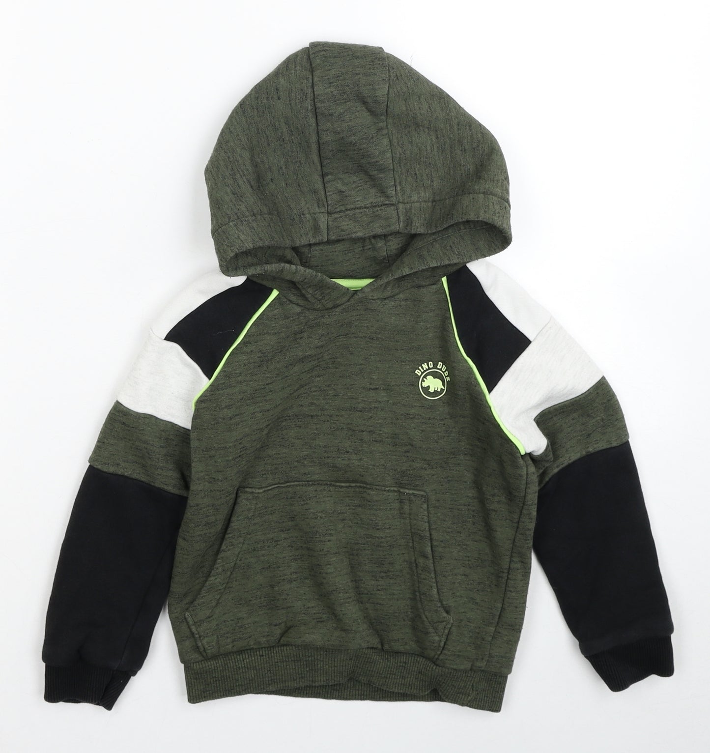 F&F Boys Green Cotton Pullover Hoodie Size 4-5 Years Pullover