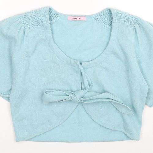 Paraphrase Womens Blue Round Neck Wool Shrug Jumper Size S