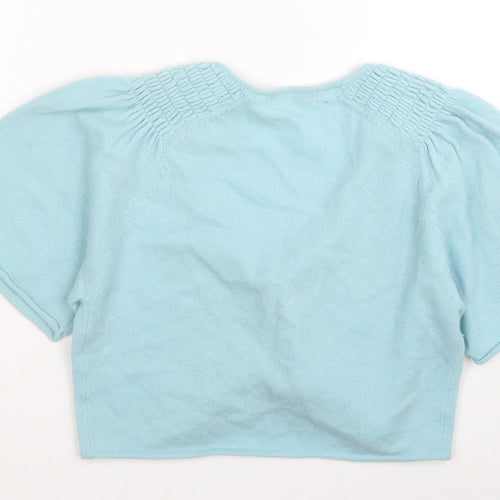 Paraphrase Womens Blue Round Neck Wool Shrug Jumper Size S