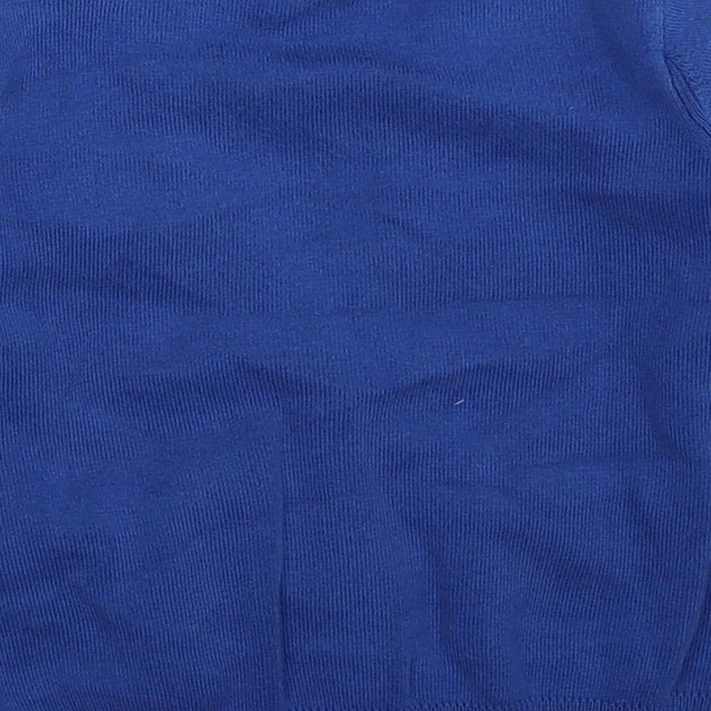 Marks and Spencer Boys Blue V-Neck Cotton Cardigan Jumper Size 4-5 Years Button