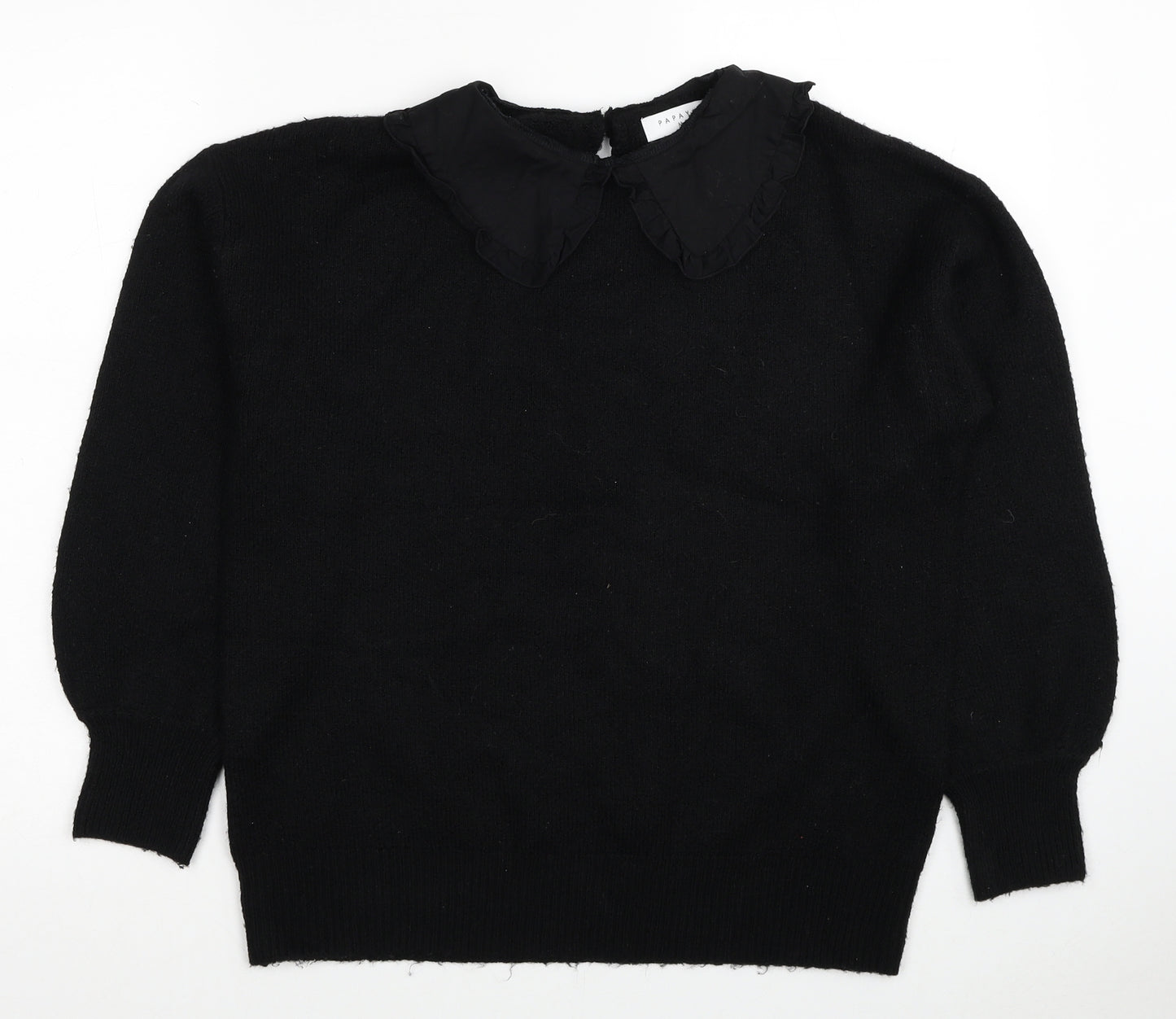 Papaya Womens Black Round Neck Acrylic Pullover Jumper Size M - Collar