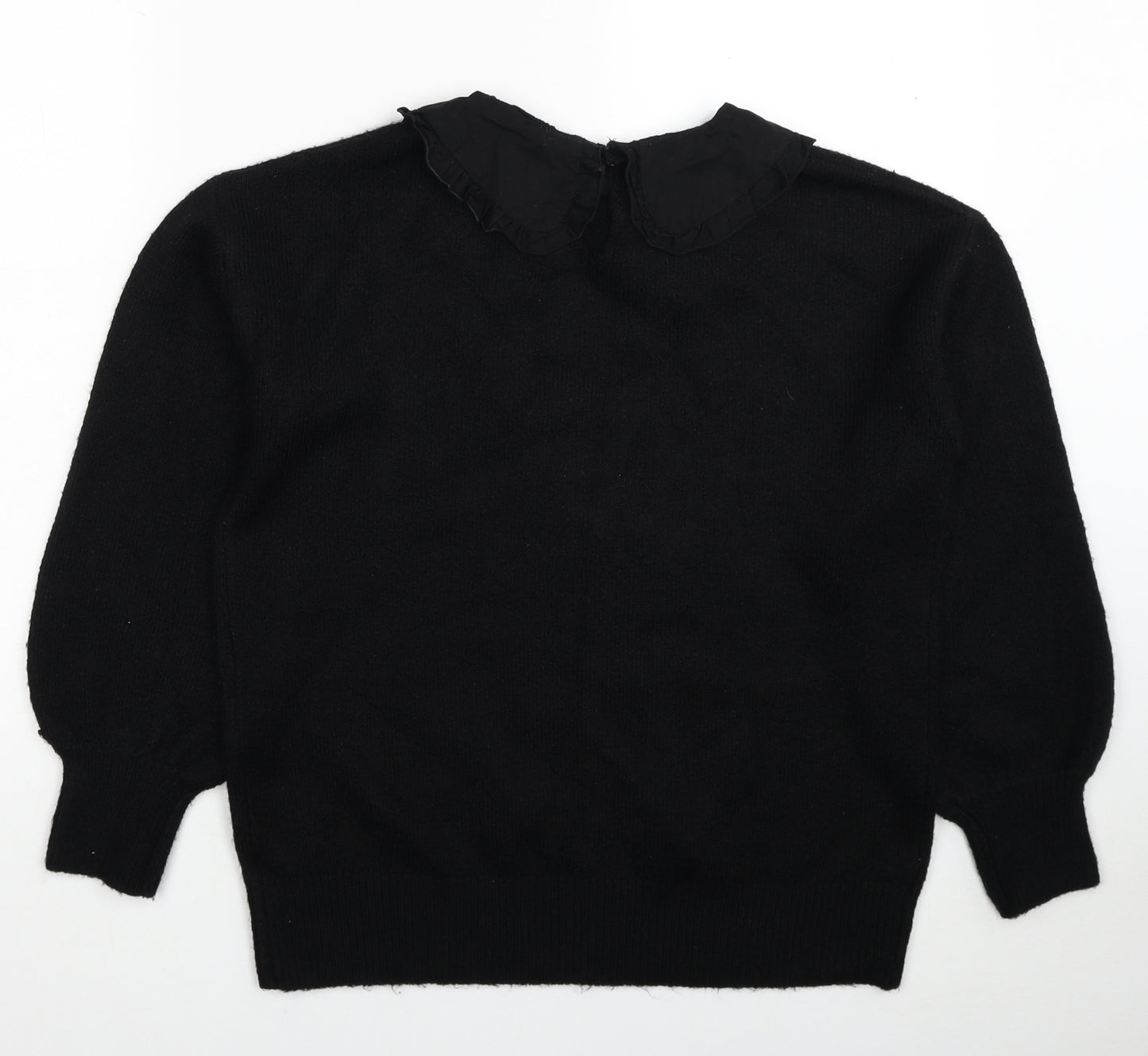 Papaya Womens Black Round Neck Acrylic Pullover Jumper Size M - Collar