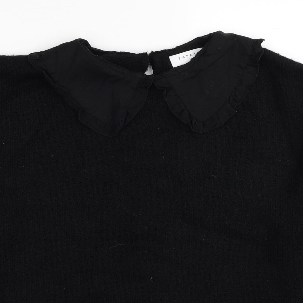 Papaya Womens Black Round Neck Acrylic Pullover Jumper Size M - Collar