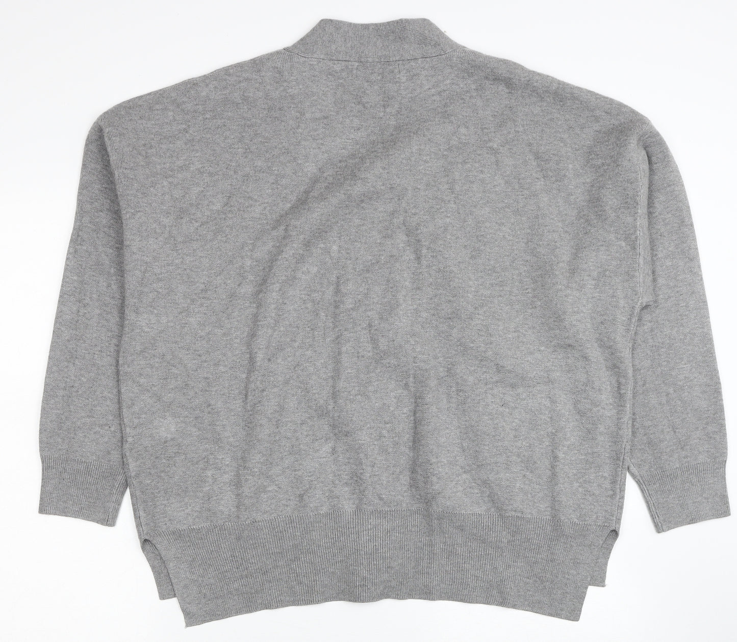 Primark Womens Grey V-Neck Viscose Cardigan Jumper Size 14