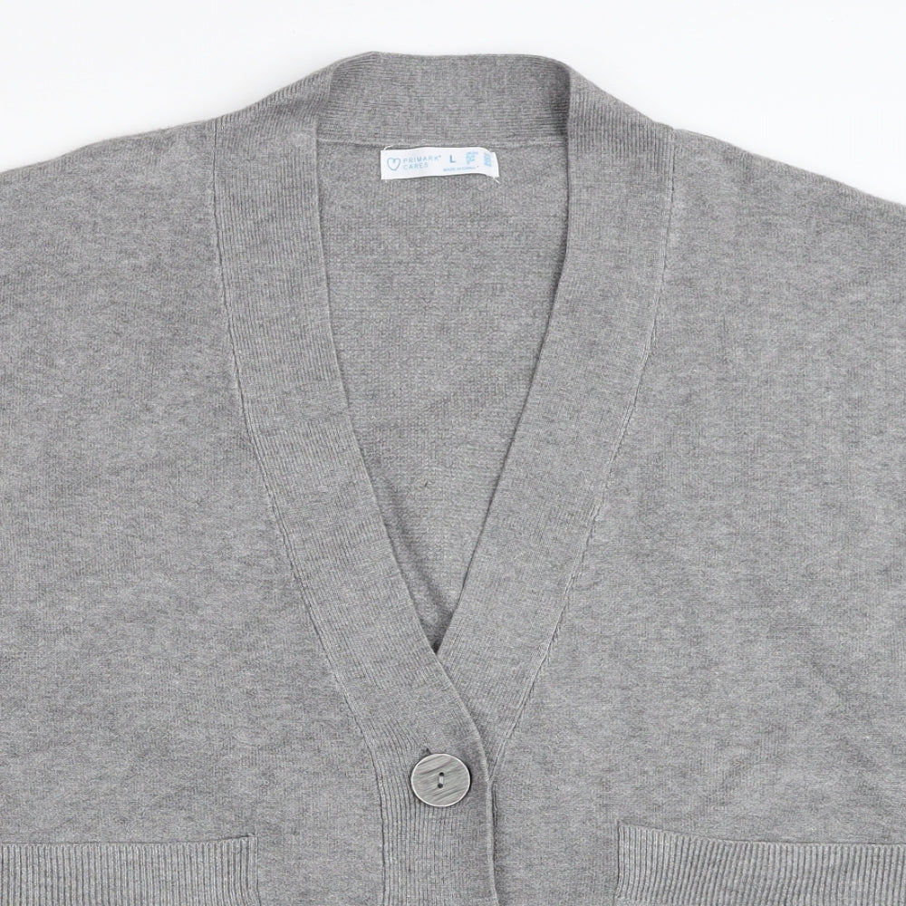 Primark Womens Grey V-Neck Viscose Cardigan Jumper Size 14