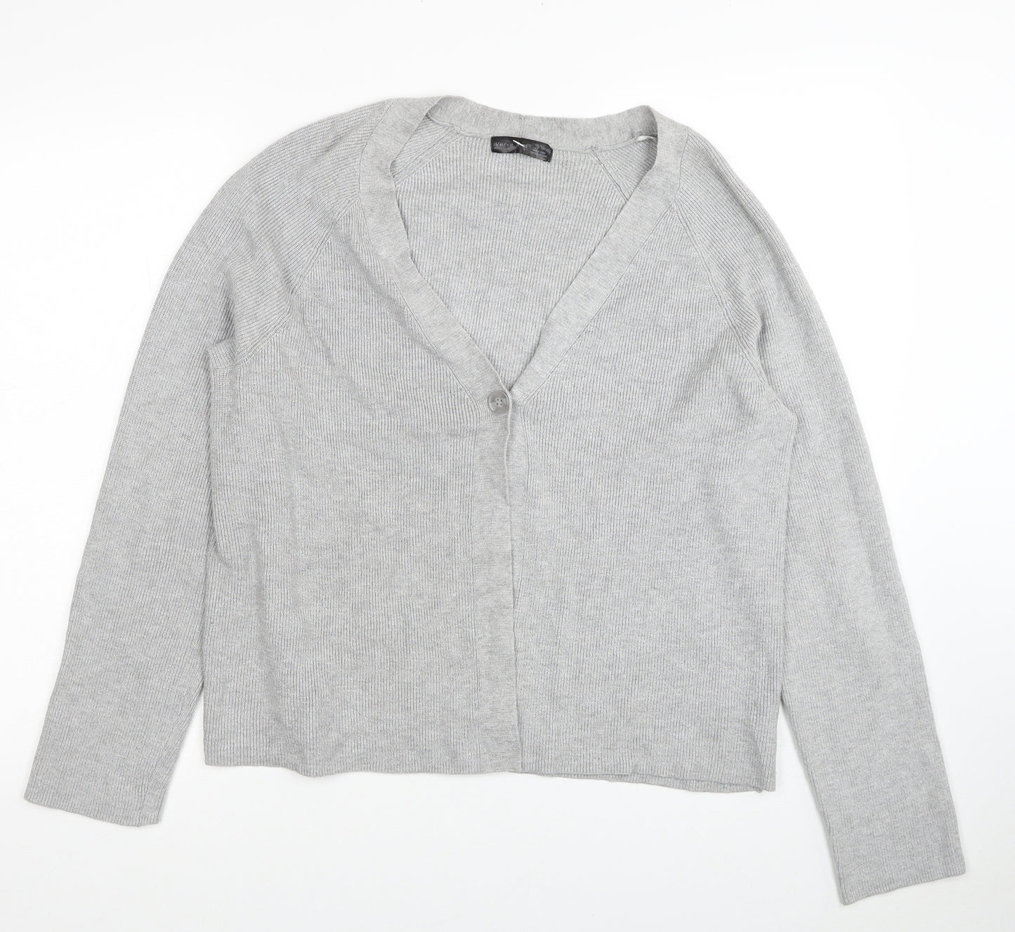 Verve Ami Womens Grey V-Neck Rayon Cardigan Jumper Size XL
