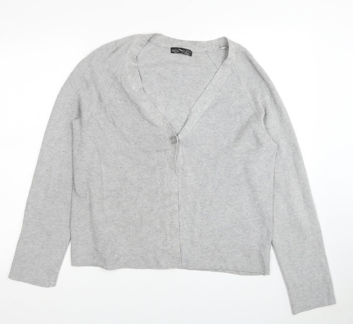 Verve Ami Womens Grey V-Neck Rayon Cardigan Jumper Size XL